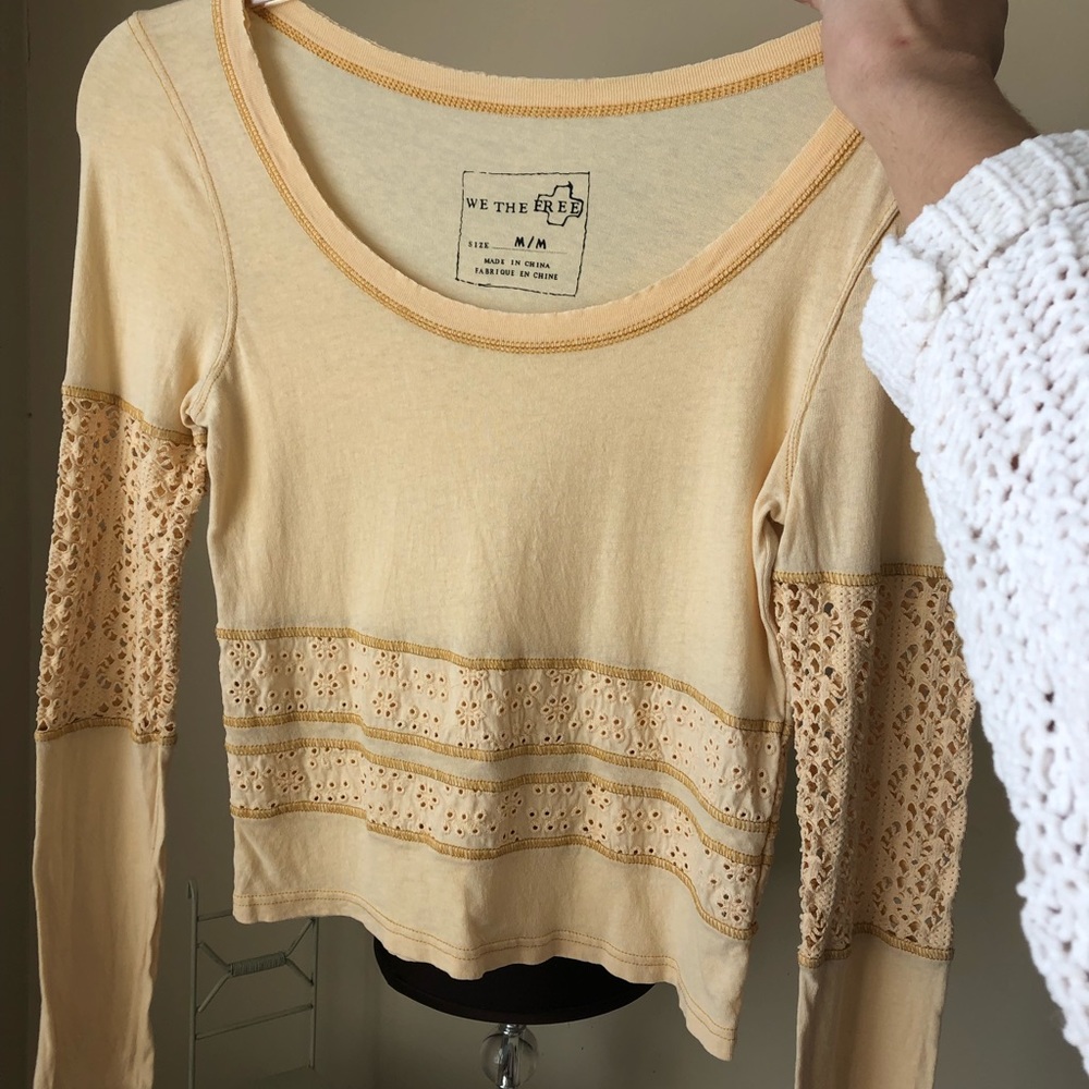 Free People yellow cropped longsleeve